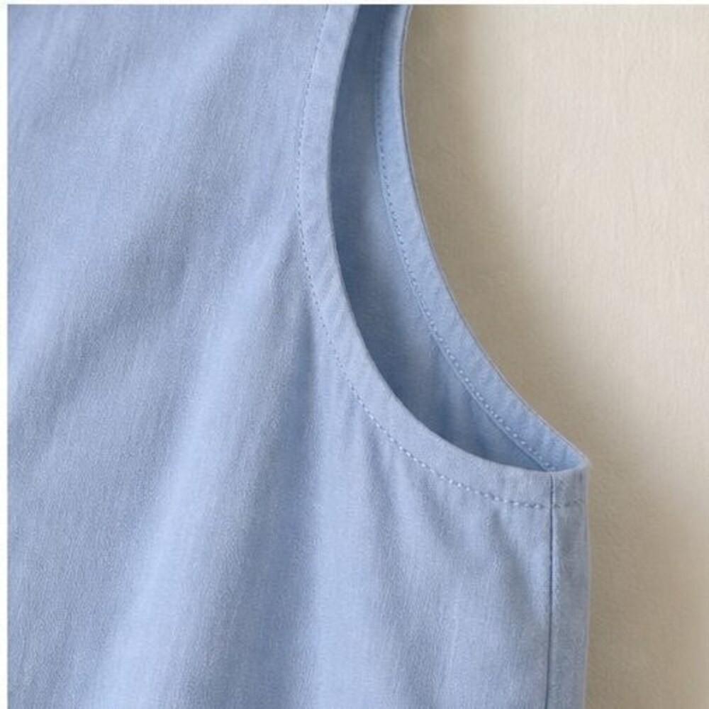 Blue Pleated Blouse - Picture 5 of 6